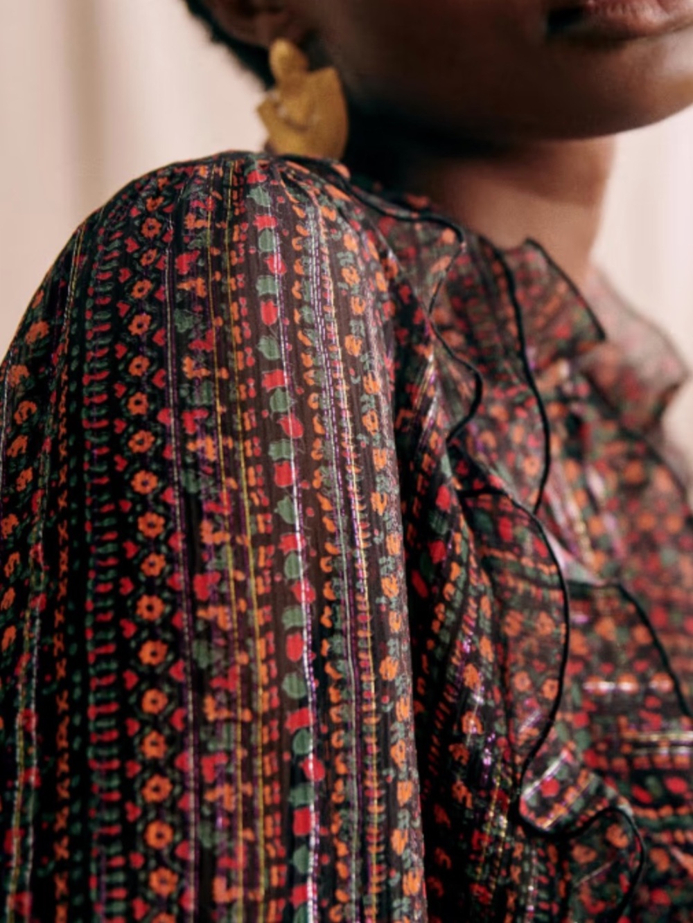NEW Sezane Celine Button Front Floral Blouse, Size 36/US 4 - Picture 3 of 14
